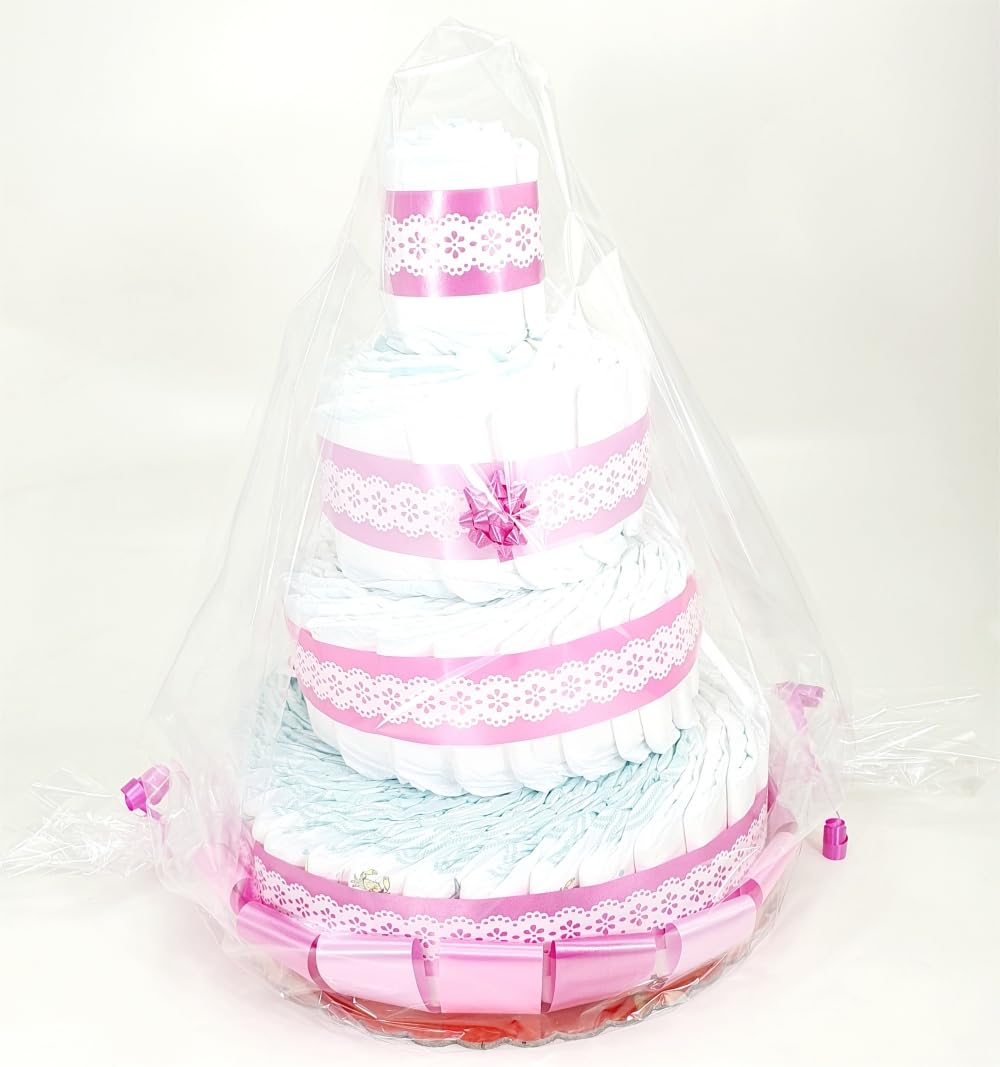 Torta di Pannolini 4 Piani Rosa