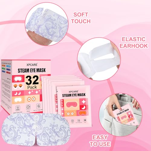 XPCARE 32 Pack Steam Eye Masks for Dry Eyes, SPA Warm Sleep Eye Mask, Disposable Heated Eye Mask for Dark Circles, Puffy Eyes, Relief Stress Eye Fatigue(Rose) - Image 6