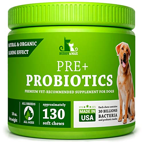 Buddy&Max Probiotics for Dogs - Chewable Dog Digestive Enzymes - Dog Diarrhea, Stomach