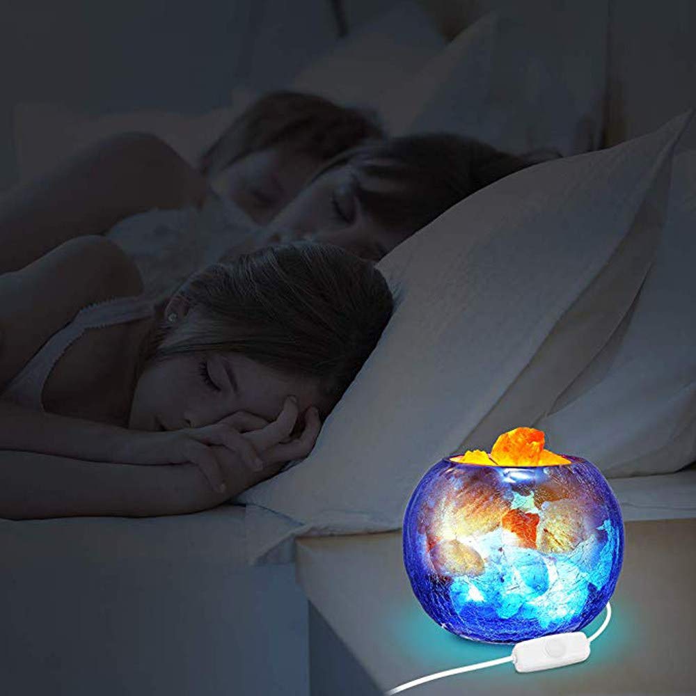 LÁMPARA de Sal de Crystal Rock, lámpara de Sal de Himalaya Rosa Natural, con regulador de Intensidad y Botella de Vidrio para purificación de Aire, iluminación y decoración