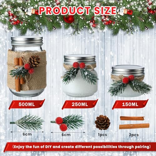 3 peças de velas de Natal centros de mesa para decoração de casa de fazenda, pote de pedreiro rústic