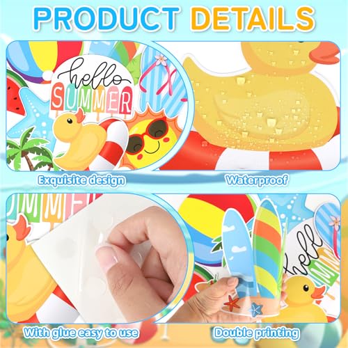 Image of 54 Pcs Hello Summer Cutouts Double Printed Paper Beach Decor for Summer Bulletin Board Classroom Decorations (Beach.54)