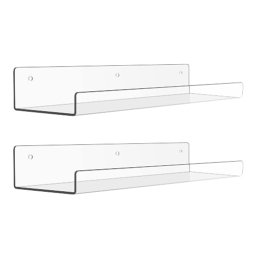 upsimples 2 Pcs 15" Acrylic Shelves for Wall Display and