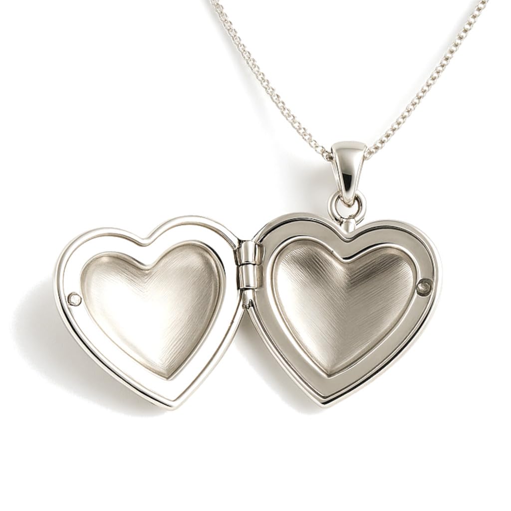 Piccolo ciondolo a forma di cuore in argento Sterling con collana da 45,7 cm e confezione regalo per gioielli. Contiene 2 finestre illustrative, ideal