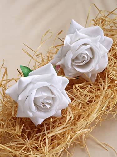 Image of Vogue Hair Accessories Light Weight Red and White Rose Flower Bun Maker Juda Pins Hair Accessories (4 Hair Pins) (Red & White)
