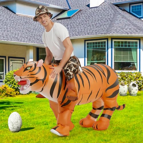 GOOSH Inflatable Tiger Costume for Adult Halloween Costume Women Man Funny Blow up Costume for Halloween Party Cosplay3