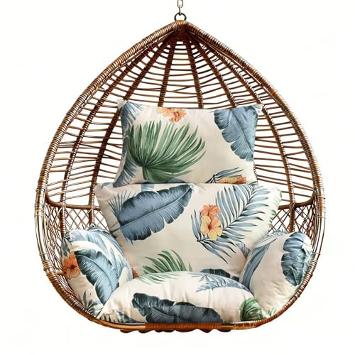 Yefound Floral Egg Chair Cushion with Headrest for Indoor Outdoor Furniture