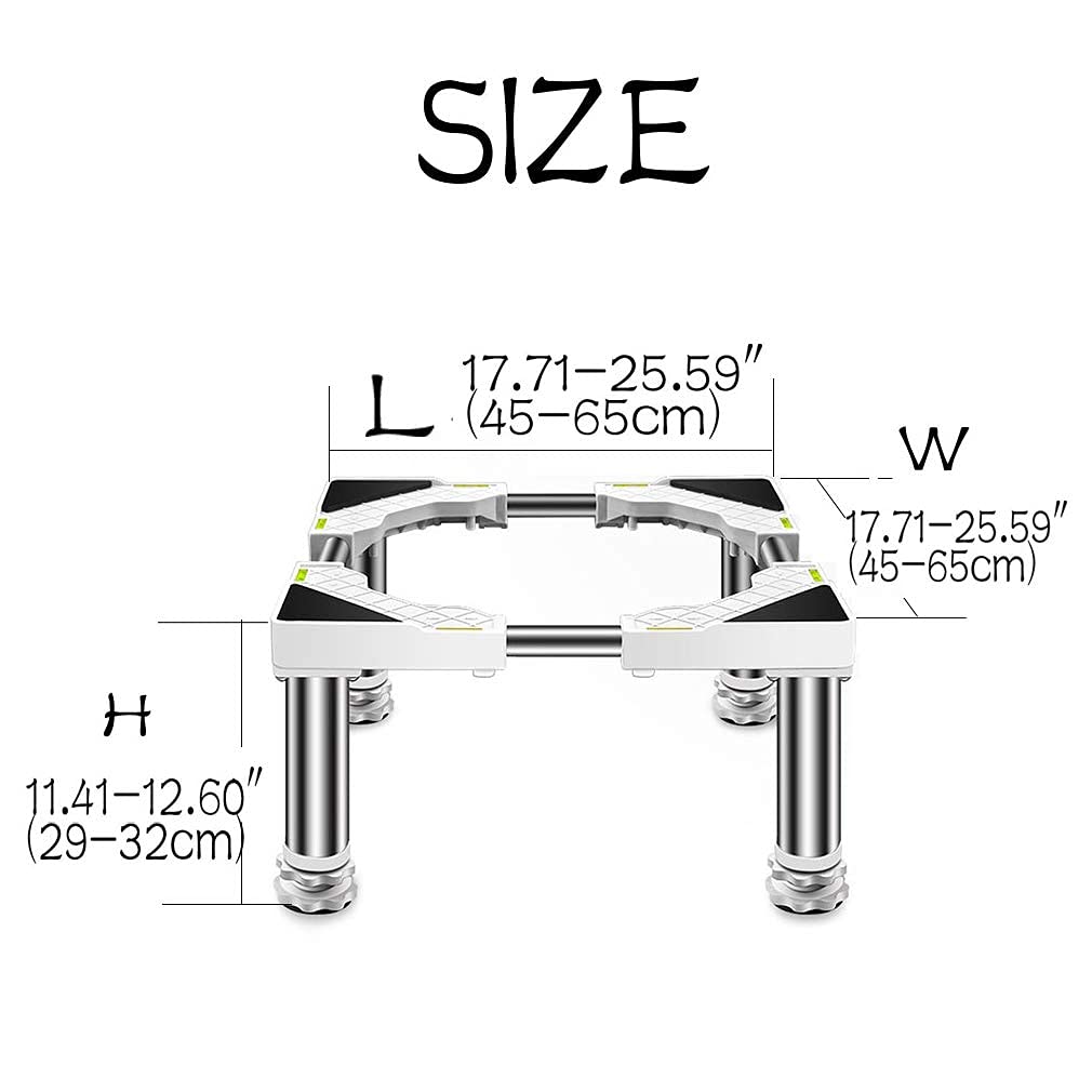Waschmaschine Kühlschrank Ständer Basis Hoher Rack Verstellbarer Waschmaschine Trockner Ständer Sockel Länge/Breite 45-65cm Weinkühler Halter Halter Herd Rack Anti-Vibrationsmatte (4 Beine 11,4)