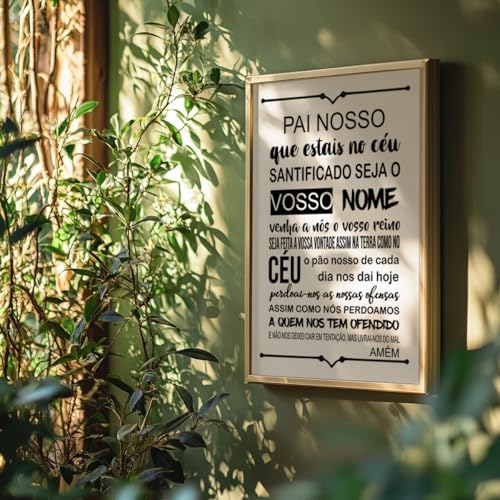 Quadro Decorativo Pai Nosso Com Moldura Ora&ccedil;&atilde;o Crist&atilde; B&iacute;blia F&eacute; Vers&iacute;culo Religioso Arte...