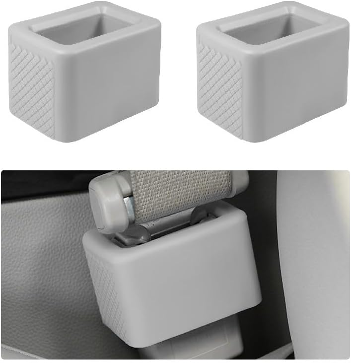 Suporte de Fivela do Cinto de Segurança Augeny em Silicone – 2 unidades, Cinza-claro