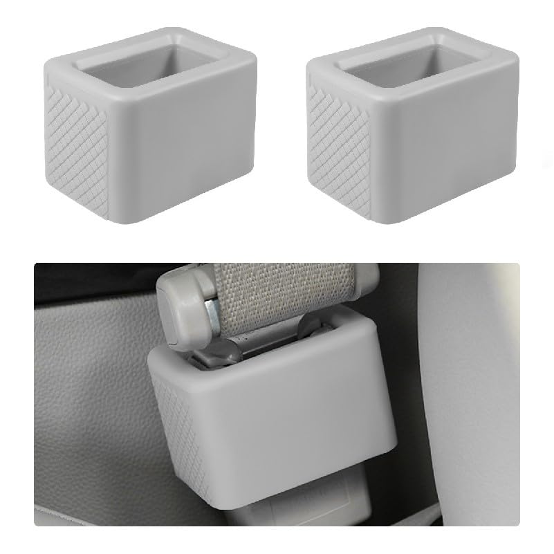 Image of Augeny 2 PCS Seat Belt Buckle Holder, Silicone Auto Rear Seatbelt Buckle Booster to Makes Receptacle Stand Upright for Easy Access, Universal Vehicle Seatbelt Buckle for Kids (Light Gray)