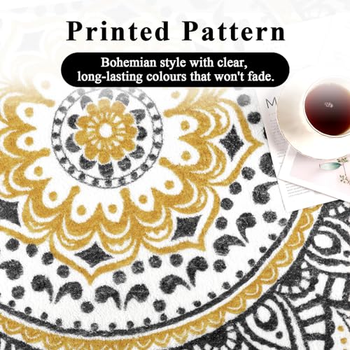 Pauwer Round Area Rug 120 cm Shaggy Soft Touch Carpet Rug Washable Non Slip Home Decor Rug Fluffy Living Room Rug Bedside Floor Rug for Bedroom - Image 6