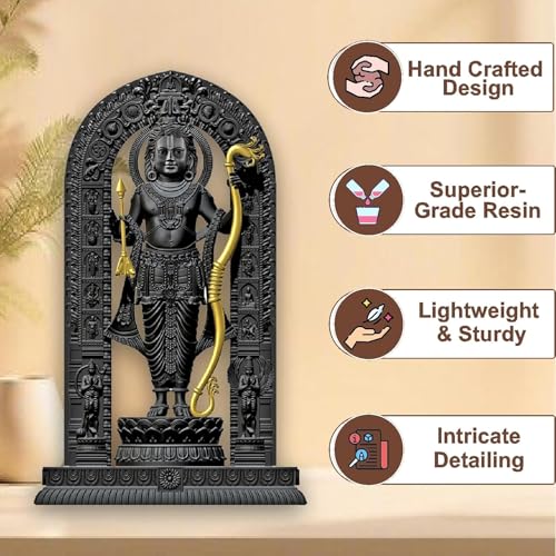 Image of JD FRESH 4 Inch Shree Ram Lalla Murti /God Idols /Ayodha's Shree Ram Statue /Home Decor /Decorative Items for Living Room /Office /Show Piece-(Black&Gold)
