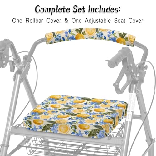 Image of Lemon Adjustable Rollator Seat Covers, Soft Walker Backrest and Seat Covers, Universal Accessories for Seniors Women Men