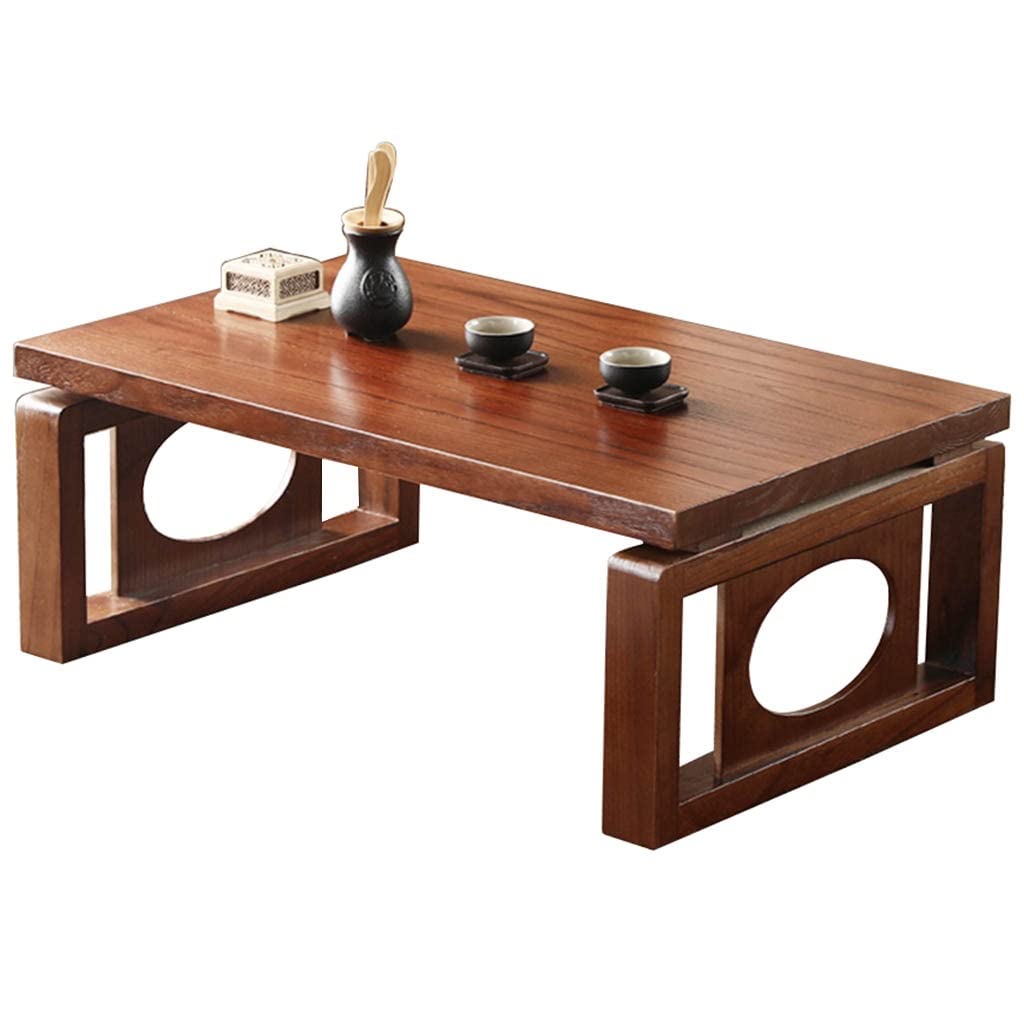 Table basse double trou style vintage | Table d'appoint et table de sol marron 60x40cm