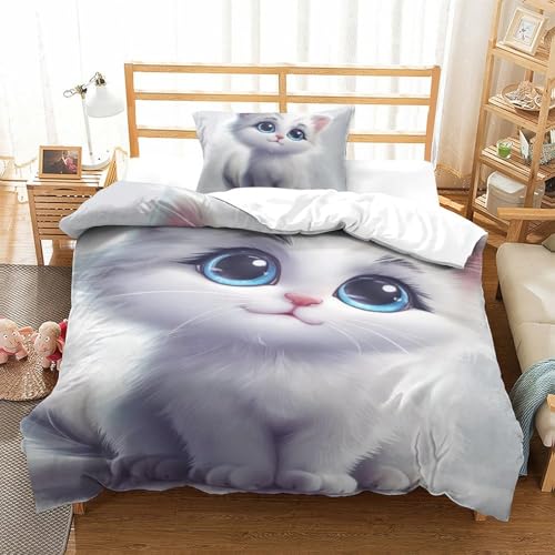 Housse de couette chat 3D single pour décorer la chambre ado