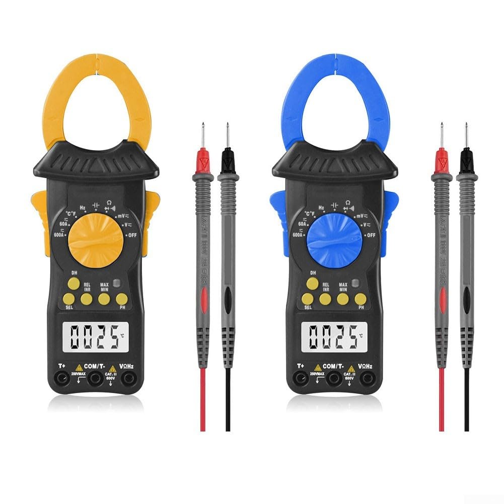 Cyfrowy miernik cęgowy, automatyczny zasięg, prawdziwy dla multimetru rms 600 A, AC DC, tester prądu, wykrywanie napięcia NCV, kontrola przewodu pod napięciem, szczęka 38 mm (pomarańczowy)