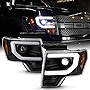 ACANII - For [HID/Xenon Model] 2013-2014 Ford F150 Pickup LED Tube Built-In Low/High LED Projector Headlights Headlamps