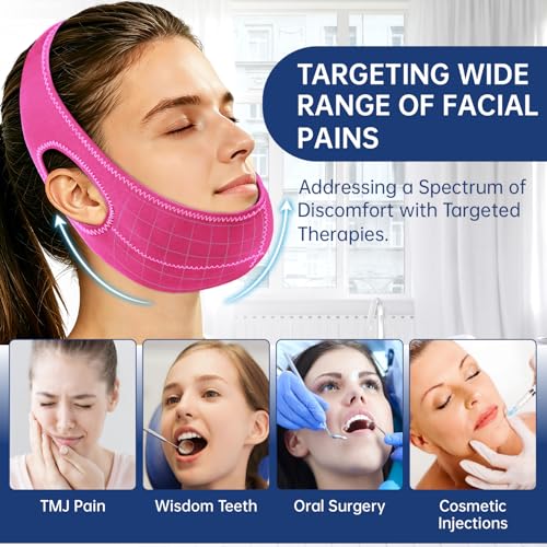 Image of Wisdom Teeth Ice Pack Head Wrap Jaw Face Ice Pack with 4 Gel Packs for Wisdom Teeth Removal Extraction Toothache Pain Relief Facial Oral Surgery TMJ Tonsillectomy Recovery (with Ear Hole-Rose Pink)