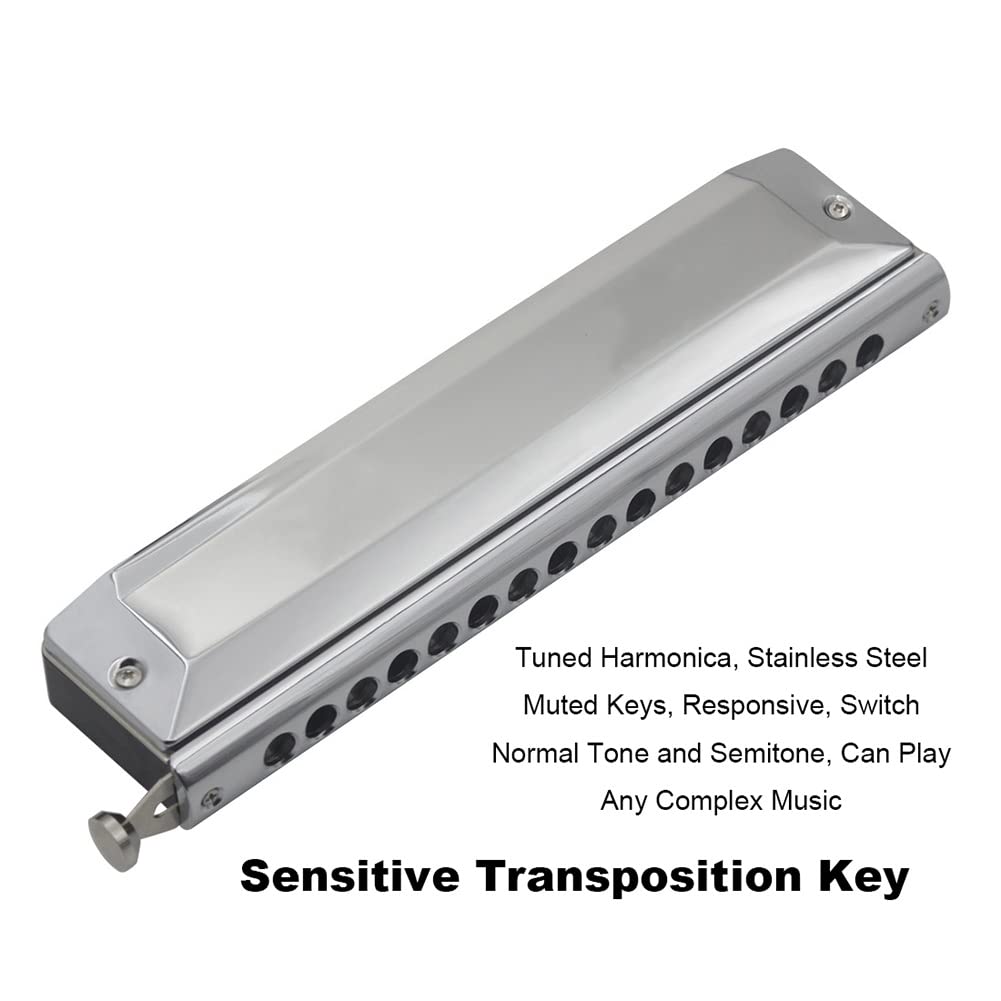 Armónica cromática de 16 Agujeros y 46 Tonos, armónica de órgano de Boca Profesional, para Adultos, Profesionales y Estudiantes con Estuche