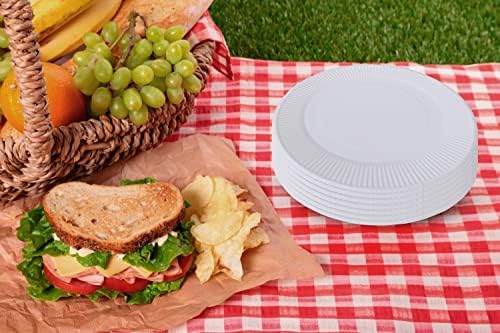 We Are Bio | White Paper Plates 23cm (9in) | 50 Pack | Disposable Plates | for Hot Food | Wedding, Picnic, BBQs, Party Plates