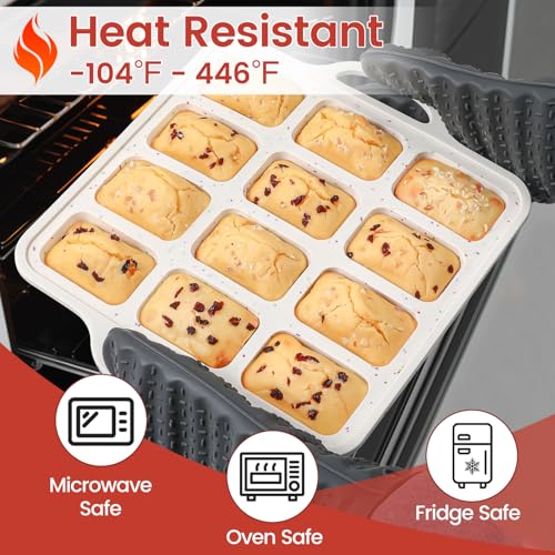 CAKETIME Silicone Mini Loaf Pan with Metal Frame, Silicone Mini Bread Loaf Pans 12 Cups for Baking Bread, Brownie, Cornbread, Cheesecake, Soap Nonstick (2 Pack) by CAKETIME - Used condition - Image 7