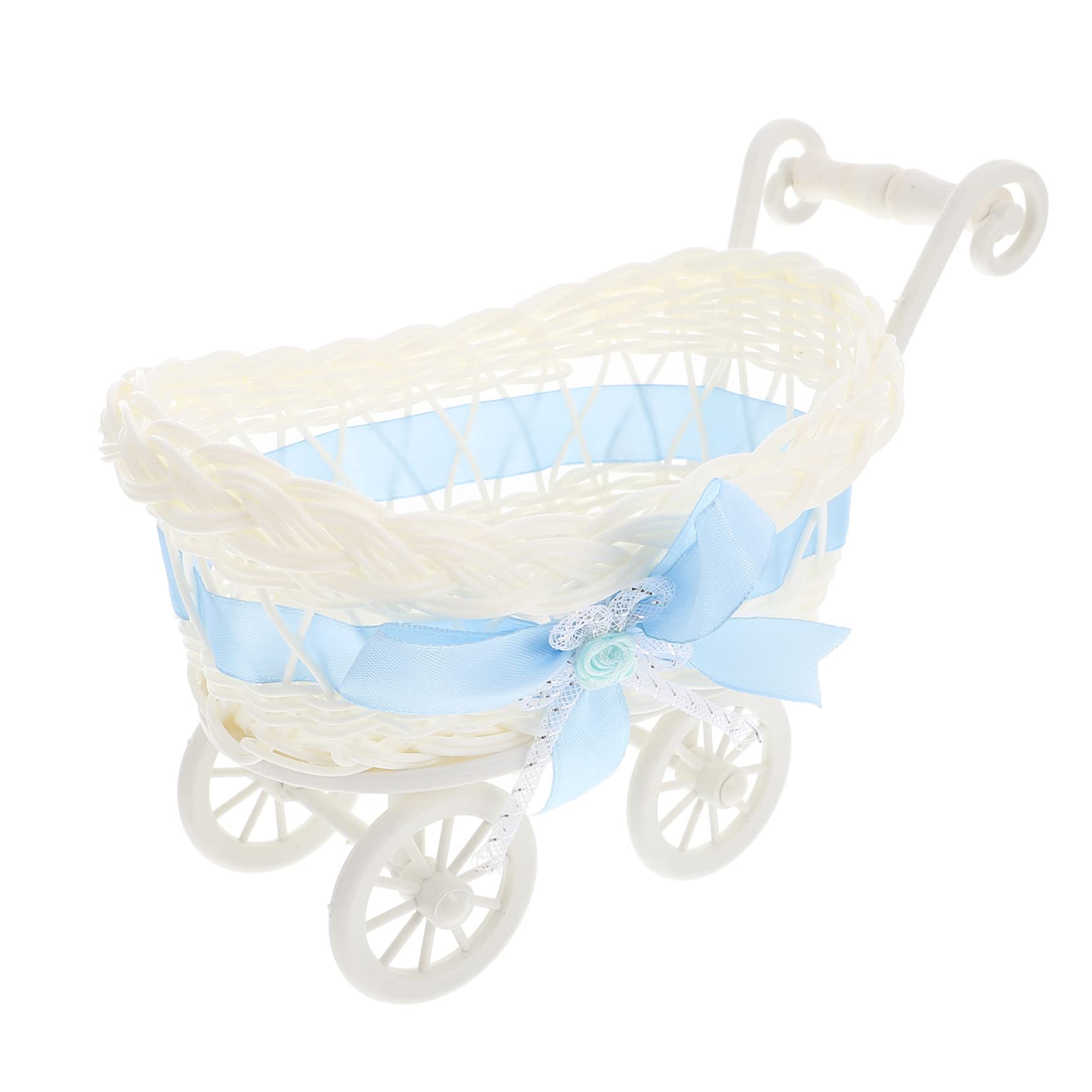TOYANDONA 2 Pcs Party Woven Baskets Personalized Mini Hamper Basket Cute Candy Carriage Mini Shopping Doll Stroller Baby Shower Wedding Favors Basket for Party Blue
