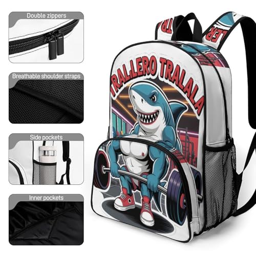 Tralalero-Tralala Merch Large Travel Backpack Italian-Brainrot Meme Waterproof Lightweight Daypack White 44x32x19cm3