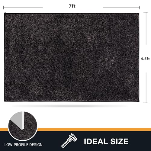PURRUGS Easy Care Area Rug 4.5ft x 7ft, Non-Slip Washable Entryway Rug, Dog Door Mat, Stain Resistant Accent Rug for Hallway, Living Room, Bedroom and Mudroom, Charcoal
