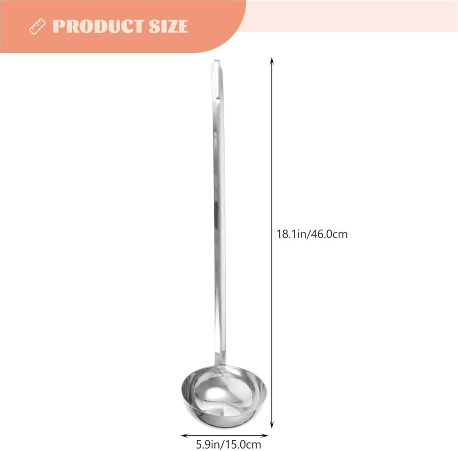 1Pc Stainless Steel Long Handle Soup Ladle Thickened Kitchen Serving Spoon Non Slip Restaurant Home Use Water Scoop for Cooking Serving Soups