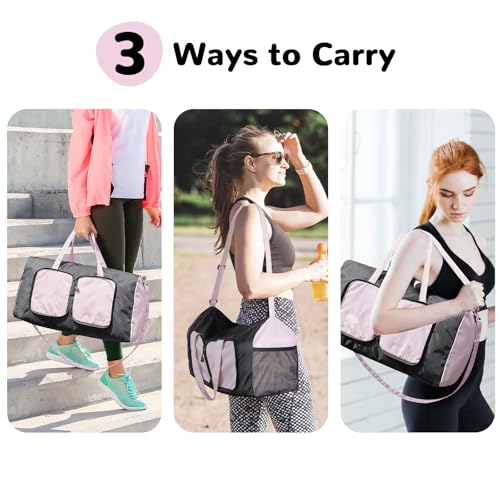 Outplea Packable Mini Gym Duffle Bag 20L, Ultralight Nylon Sports Holdall Bag Women Men, Small Weekend Overnight Travel Bag Foldable, Purple - Image 4