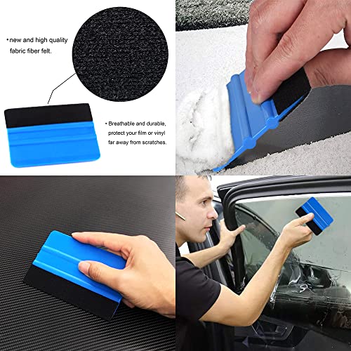 4 Pcs Felt Edge Squeegee Vinyl Wrap Squeegee Applicator,Vinyl Squeegee with Felt, Vinyl Wrap Tools for Car Window Tint, Car Wrapping, Self-Adhesive Film Plastic Tool Felt Edge - Image 3