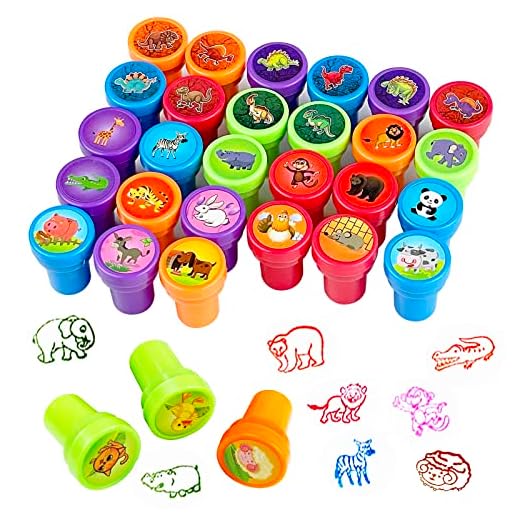 Firschoie 30 piezas Juego de Sellos para niños, de Animales, de juguete, multicolor, dinosaurio, para regalos de fiestas infantiles, premios escolares