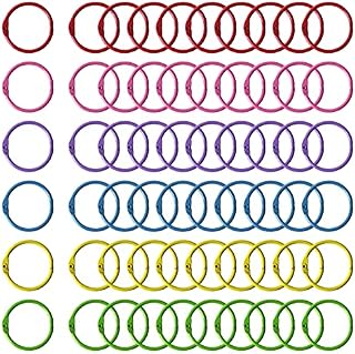 suchkawe 60 Pieces Metal Binder Ring Loose Leaf Ring Multicolor Metal Loose Leaf Book Binder Hinge Flexible Book Rings for Scrapbook Loose Leaf Book DIY Crafts Decorations(6 Colors)