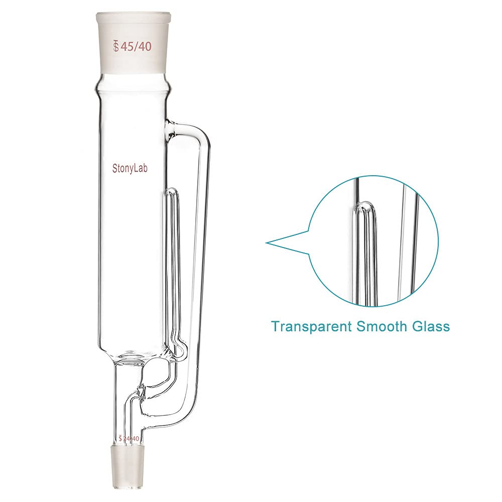 stonylab Extractor Soxhlet de Vidrio de Borosilicato, Junta Superior 45/40, Junta Inferior 24/40, Comúnmente Utilizado en la Extracción de Aceites Esenciales