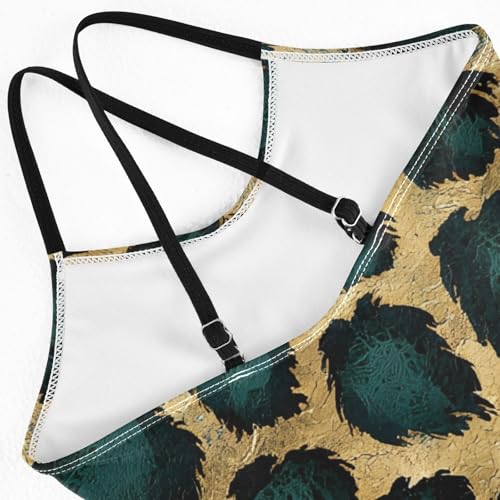 Bolaz Girls Swimsuits One-Piece Bathing Suits Multicolor Kids Sport Summer Beach Swimwear for 3-10 Years Old-Green Gold and Black Leopard Print Pattern4