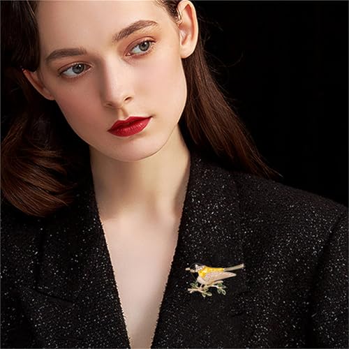 Image of coadipress Colorful Birds Brooch Pins Crystal Rhinestone Branch Bird Brooch Cute Enamel Animal Magpie Hummingbird Pin Fashion Jewelry Accessories Gifts