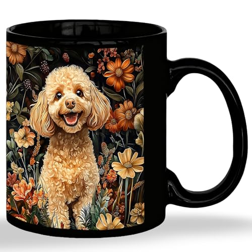 Taza de cerámica con diseño Floral Poodle de 11 onzas miniatura 1