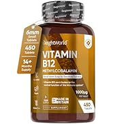 Vitamin B12 Tablets High Strength – 1000mcg Vegan B12 Supplement – 450 Pure Methylcobalamin Table...