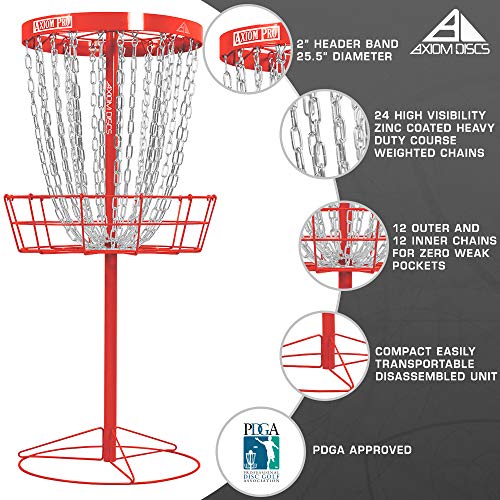 Axiom Discs Pro 24-Chain Disc Golf Basket - Red #TOP1