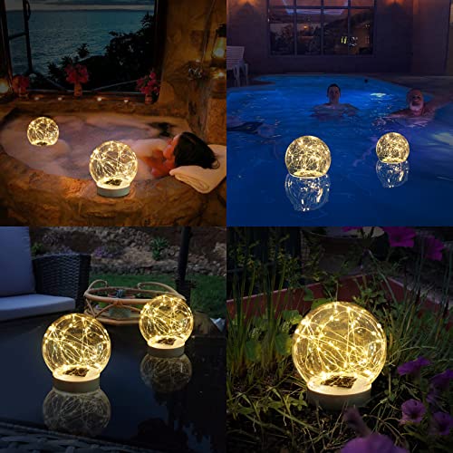 Lenone Solar Floating Pool Lights, Warm White Led Solar Glow Globe Pool Lights That Float, Waterproof Light Up Led Pool Accessories, 7” Floating Lights For Pool Yard Patio Party Christmas Decor - 2Pcs #TOP7