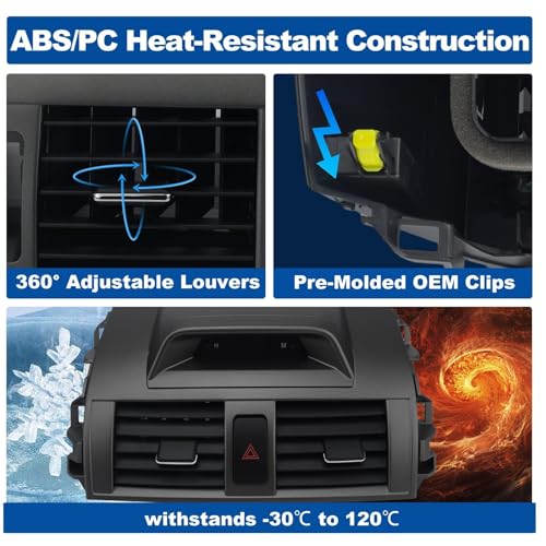 RARAYC Dashboard Trim Kit Center A/C Vent Panel with Clock + Left/Right Trim Strips Compatible with Toyota Corolla 2009-2013 OE#55670-02340 55435-02370 55436-02330 by RARAYC - Image 5