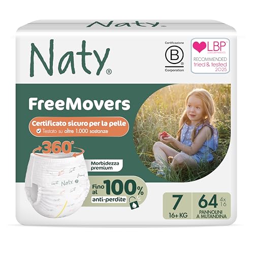Naty FreeMovers Pannolino a Mutandina | Mutandino Certificato per Pelli