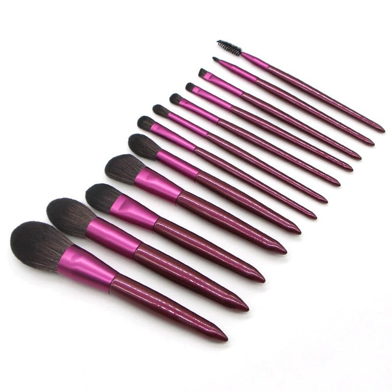 Kit de brochas de maquillaje moradas de 12 piezas con difuminadores de sombras 2