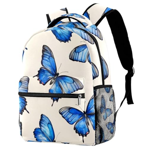 Sac à dos d'école design bleu aquarelle pour voyage et ordinateur