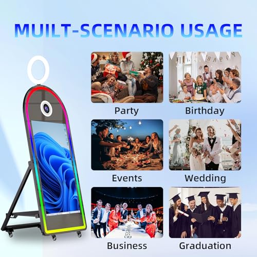 Ficha técnica VANYA Cabina de fotos portátil con espejo mágico 65 pulgadas con cámara e impresión pantalla táctil de arco 43 pulgadas máquina de fotomatón con funda de vuelo para eventos fiestas alquiler - Fernando Cortés