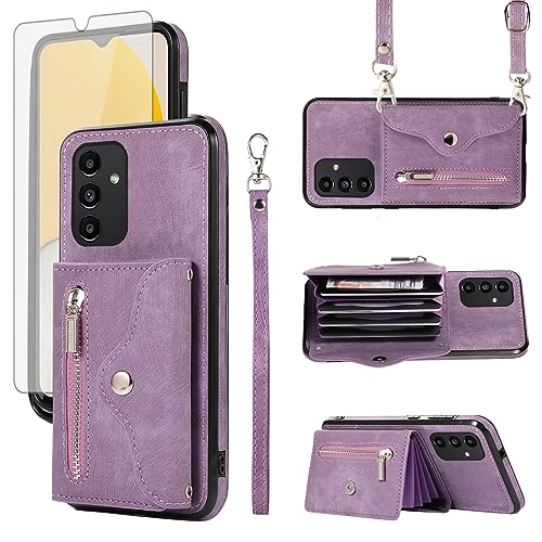 Étui portefeuille Samsung Galaxy A13 5G violet avec porte-carte et support