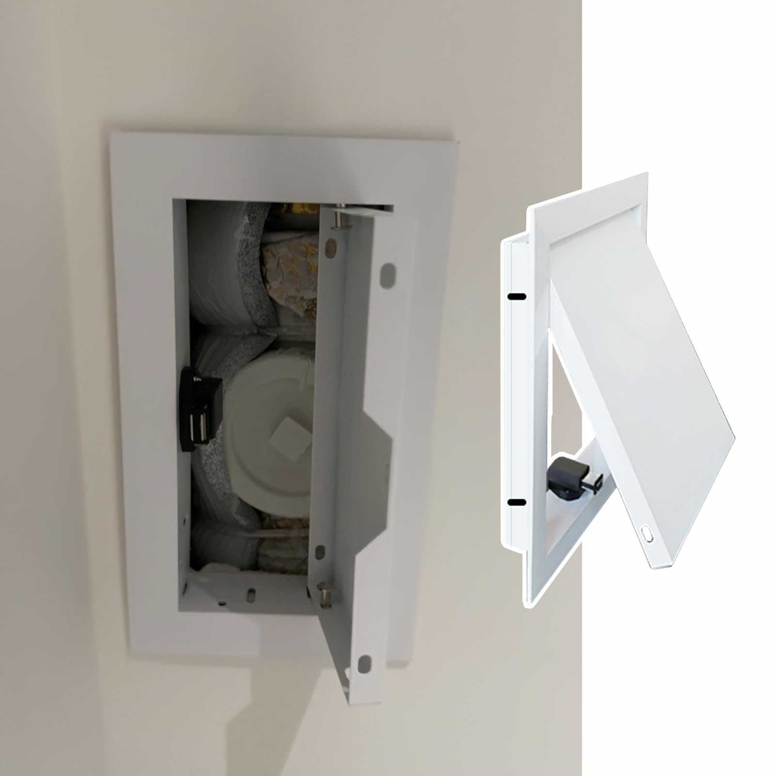 ZykuosDC Access Panel Small Plumbing Panel, Rectangular/Square Inspection Hatch, Magnetic Kit for Wall/Ceiling, Customizable Service Door(White,20x20cm/8x8in)