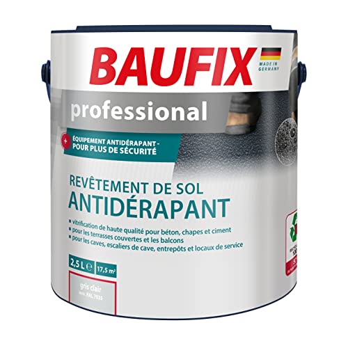 Baufix professional Revêtement de sol antidérapant gris clair, satiné, 2.5 litres, Peinture sol & béton, Antidérapant, pour béton/chape/ciment, pour...