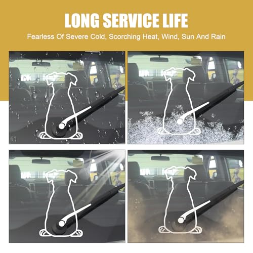 Image of Shakas Dog Rear Windshield Stickers, Cute Dog Wagging Tail Back Design Engraved Decorative Rear Windshield Wiper Stickers, Creative Modification Accessories, Suitable for Most Cars (White)